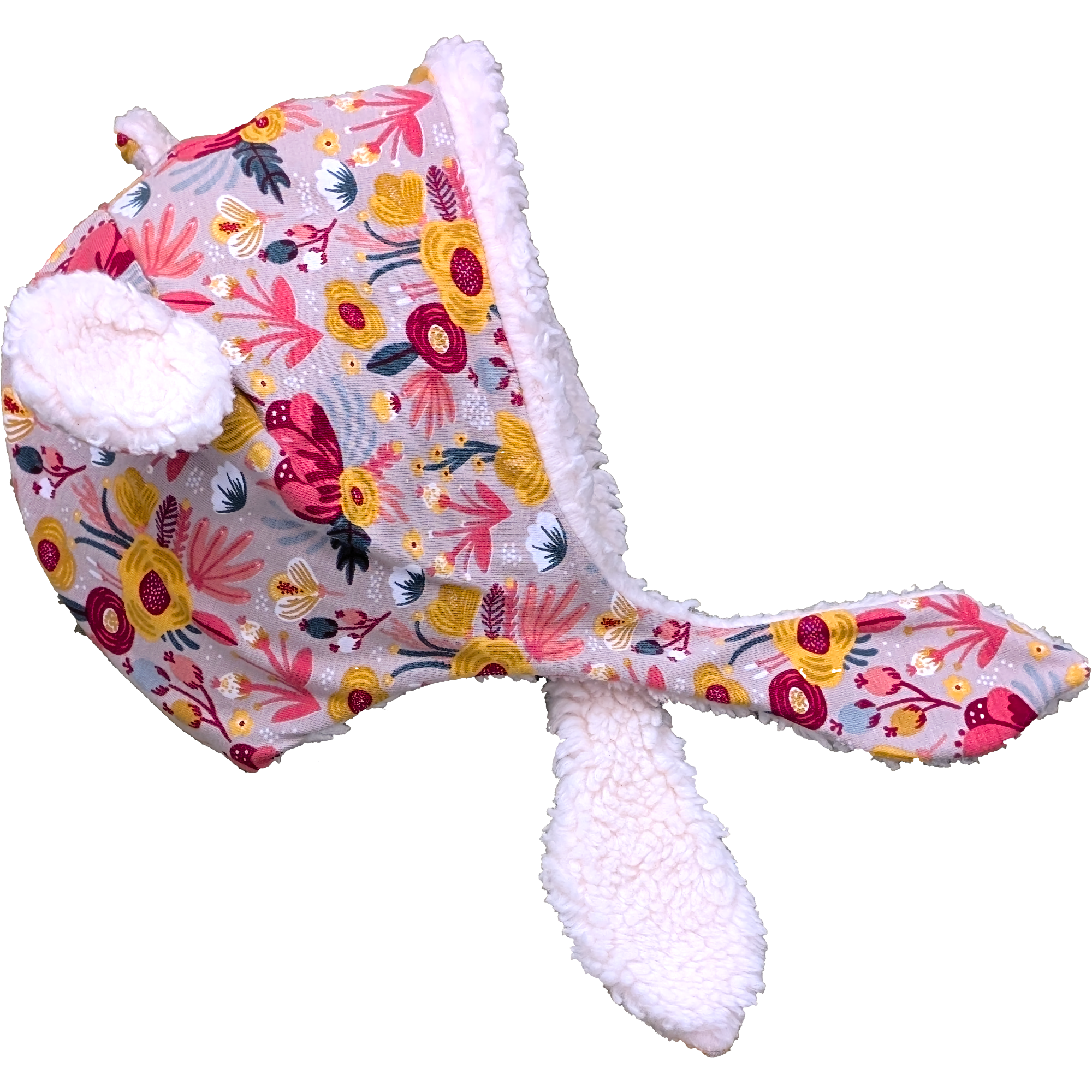 bonnet bébé bio fleurs fond sable