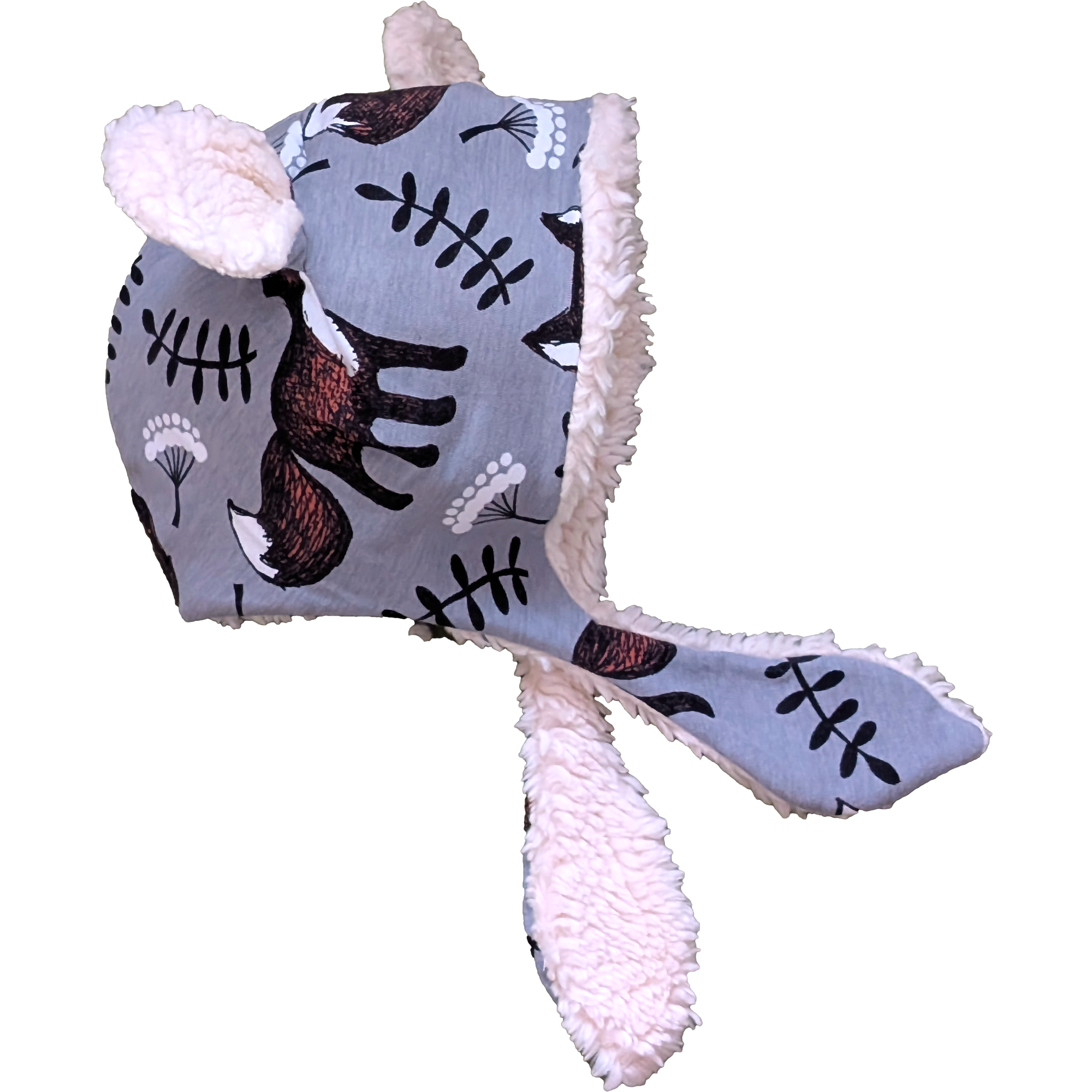 bonnet bébé bio renards fond gris