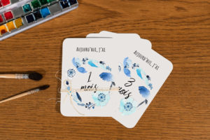 Lot de 12 cartes étapes bébé - fleurs bleues