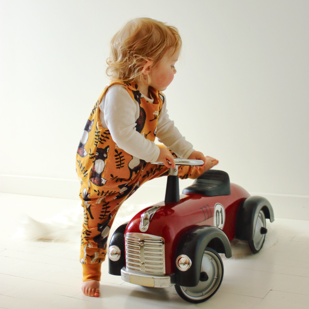 combi-sarouel renards ocre bébé bio