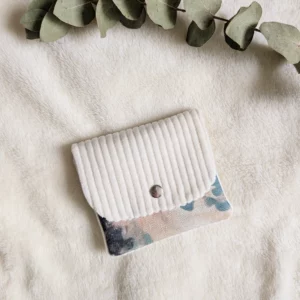 Porte-monnaie enfant en velours de coton bio GOTS écru